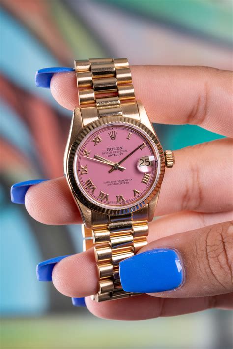 rolex women's watch pink|Rolex watch pink face.